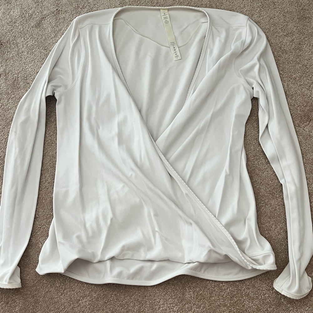 White LuluLemon decorative wrap top